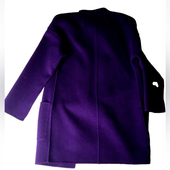 St. John Hand Sewn Coat Wool Blend Sz P Purple Patch Pockets - Picture 6 of 13